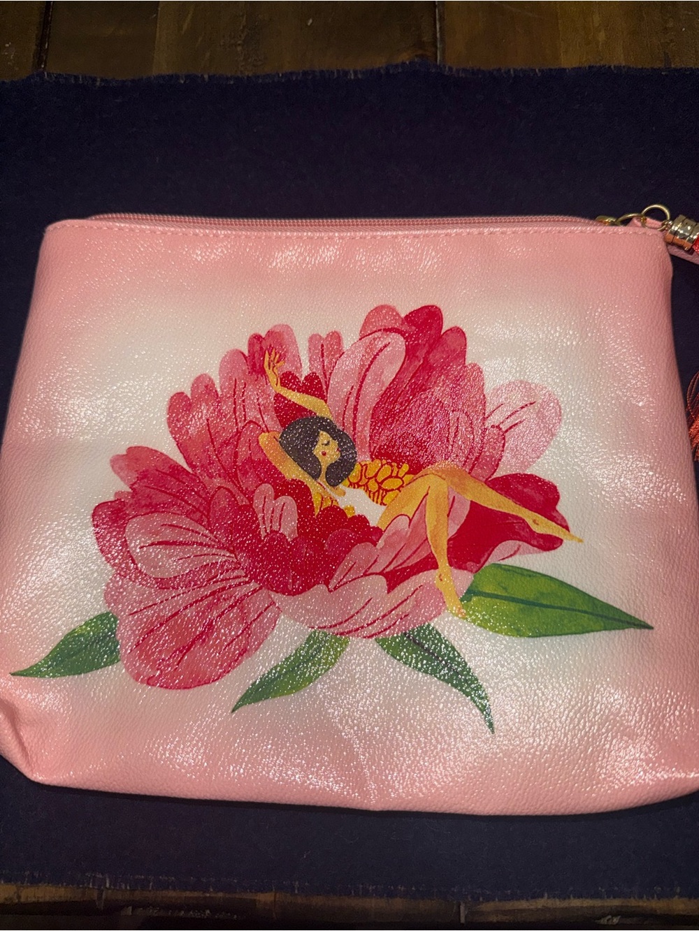 Hallmark Dana Befort Pink Floral Illustration Cosmetic Pouch